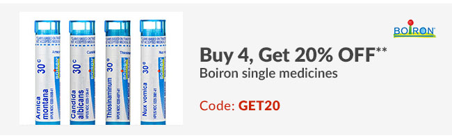 Buy 4, Get 20% OFF** Boiron single medicines. Code: GET20